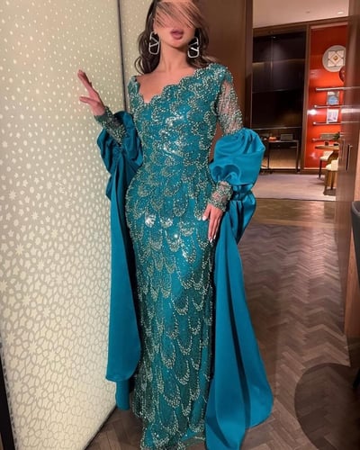 فستان فيروزي انيق