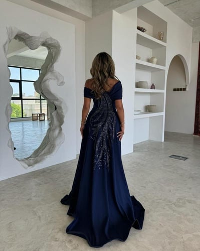 فستان العنود فستان سهره كحلي