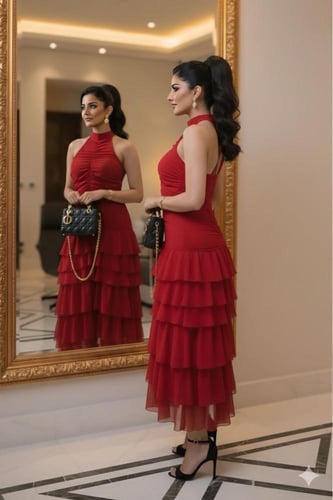 فستان احمر ناعم