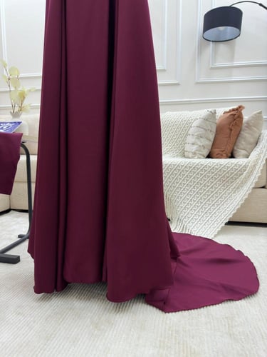 فستان سهره عودي دبل كلوش مع شال