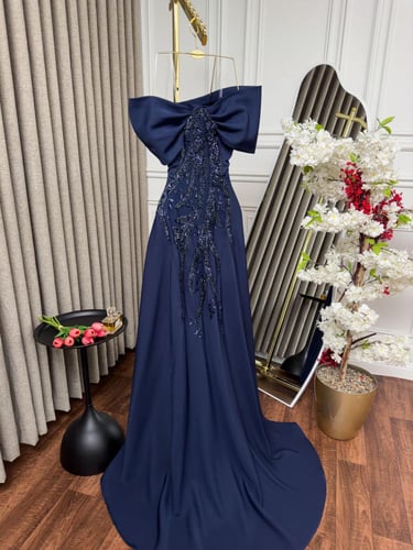 فستان العنود فستان سهره كحلي