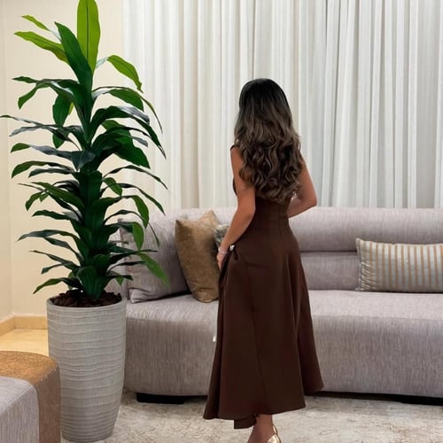 فستان ناعم اكمام كت (5الوان)