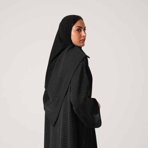 عباية شيفون منقط مع كريب