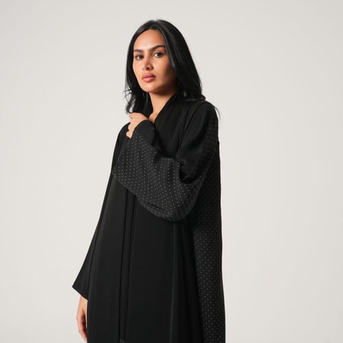 عبايه شيفون منقط مع كريب