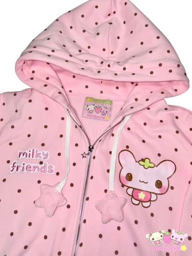【miimocha × HONWAKA】milky friends hoodie Pink