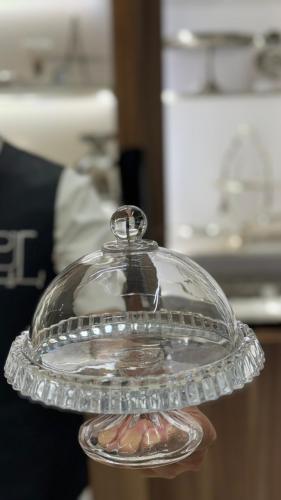 صحن خدمة زهرة كريستال بليت كبير 19سم