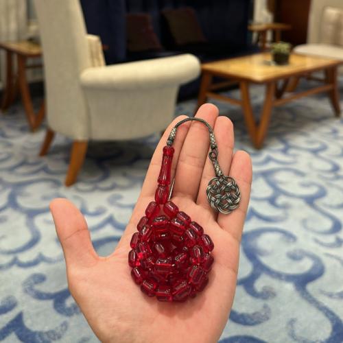 سبحة زعفران فضة - احمر فاتح