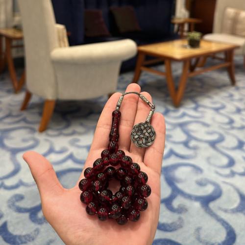 سبحة زعفران فضة - احمر