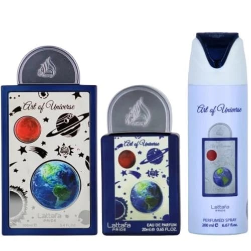 مجموعة هدايا لطافة آرت أوف يونيفرس - عطر مركز ١٠٠ مل + عطر مركز ٢٠ مل + مزيل عرق بخاخ ٢٠٠ مل