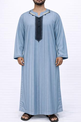 ثوب مغربي ازرق كم طويل