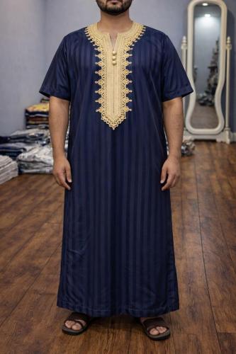 ثوب مغربي ازرق غامق كم قصير