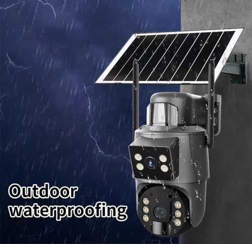 كاميرا مراقبة بالطاقة الشمسية بعدستين ثابتة ومتحرك...