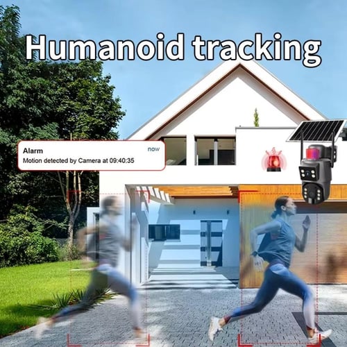 كاميرا مراقبة بالطاقة الشمسية بعدستين ثابتة ومتحرك...