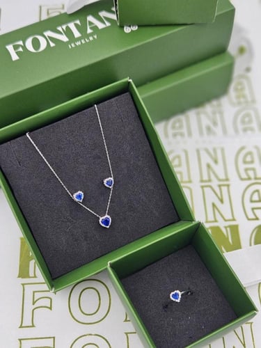 طقم فضة عيار 925 بتصميم قلب مرصّع بفصوص زركون – 3...