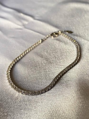 إسوارة تنس فضة بزركون لامع - (2 مم)