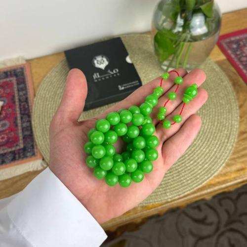 Green bowling prayer bead string