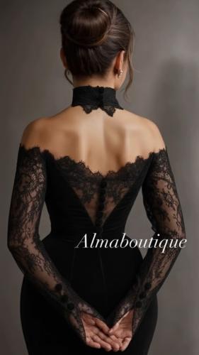 فستان سهره اسود مخمل