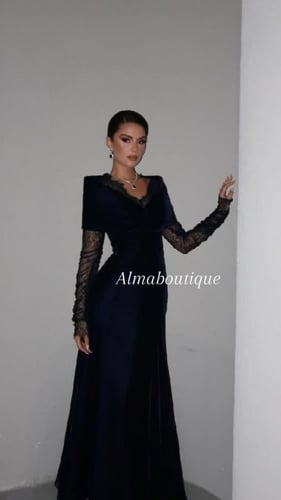 فستان سهره كحلي مخمل