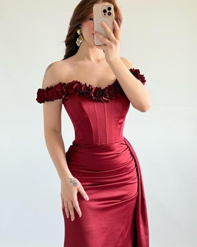 فستان سهره عنابي