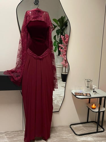 فستان سهره احمر مخمل