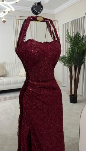 فستان سهره عنابي