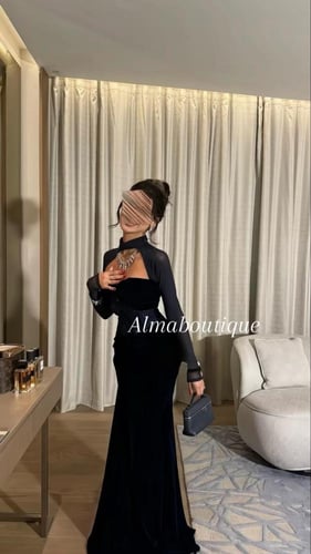 فستان سهره كحلي مخمل