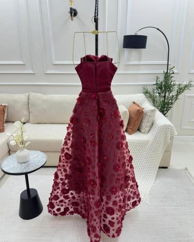 فستان شيلا عنابي