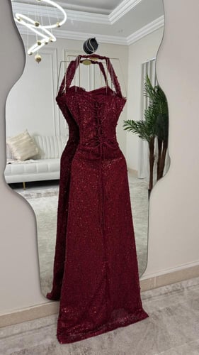 فستان سهره عنابي