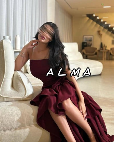 فستان عنابي اوف شولدر انيق