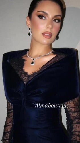 فستان سهره كحلي مخمل