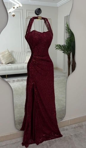 فستان سهره عنابي