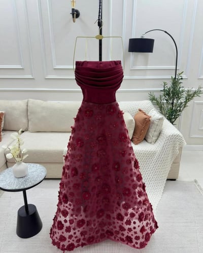 فستان شيلا عنابي