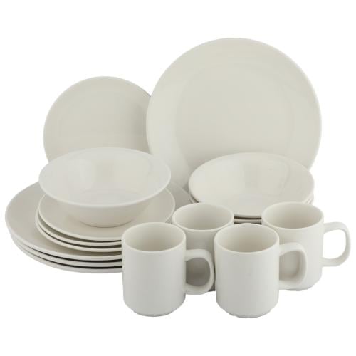 طقم سفرة سيراميك 16 قطعة سادة