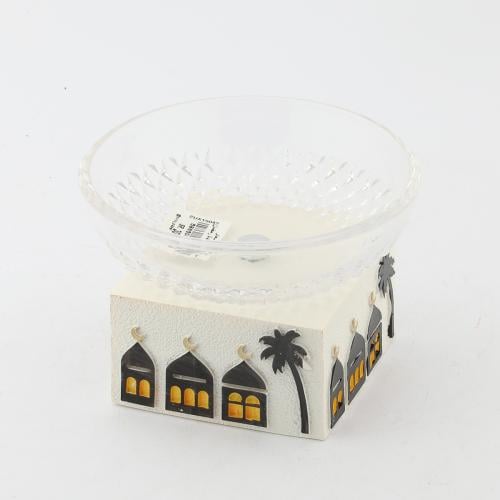 صحن تقديم زجاج بقاعدة سيراميك رمضان