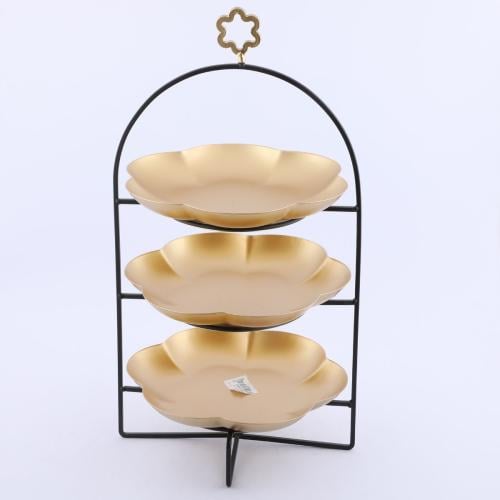 صحن تقديم ذهبي ثلاثه دور