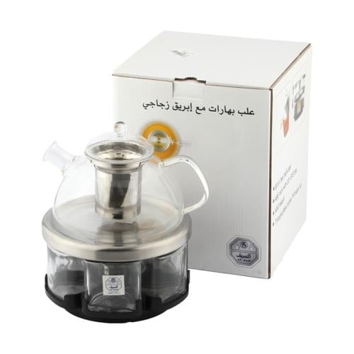 طقم ابريق زجاج مع علب بهارات السيف