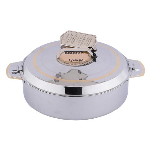 حافظة طعام استيل فضي بخط ذهبي مقاس 2000 ملي