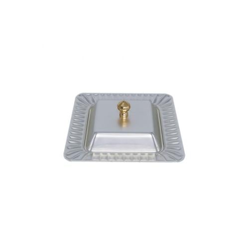 تمرية استيل مربع بغطاء فضي