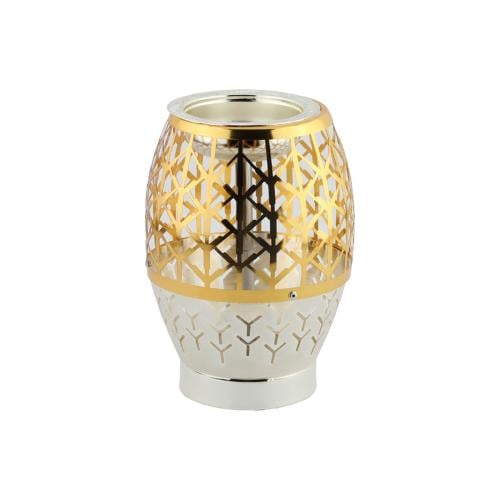 مبخرة استيل فضي مع ذهبي شكل انيق ارتفاع 21*16 سم