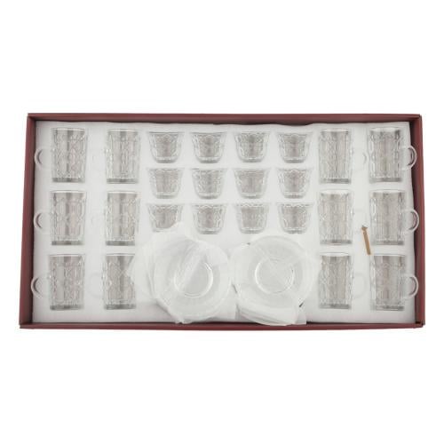 طقم بيالات و فناجيل 36 قطعة شفاف