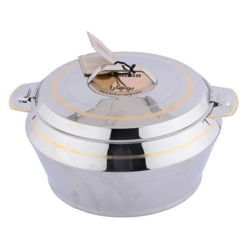 حافظة طعام استيل فضي بخط ذهبي مقاس 3500 ملي