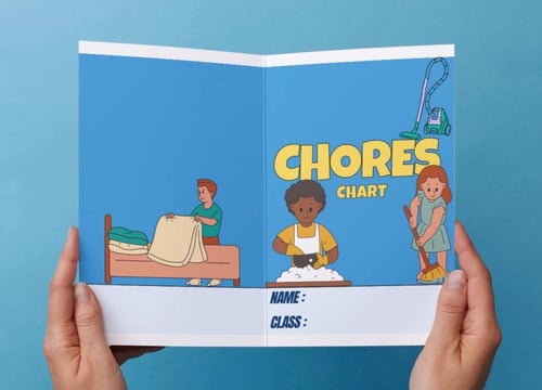 ‎مطوية Chores chart .الجدول
