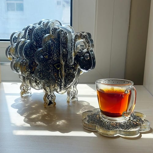 كوستر الخروف المنقوش