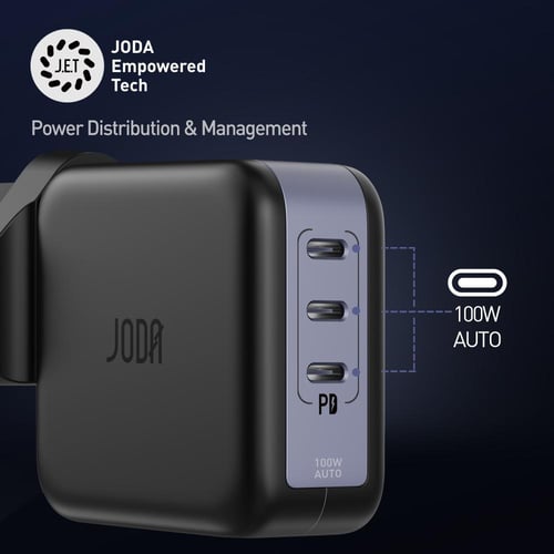JODA DICE 100W | شاحن جداري من جودا بقوة 100W بـ 3...