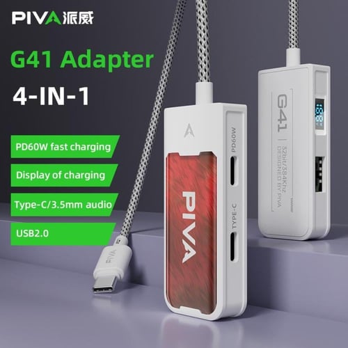 PIVA G41 | وصلة بيفا 4 في 1 Type-C بشحن PD60W وصوت...