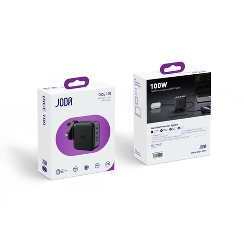 JODA DICE 100W | شاحن جداري من جودا بقوة 100W بـ 3...