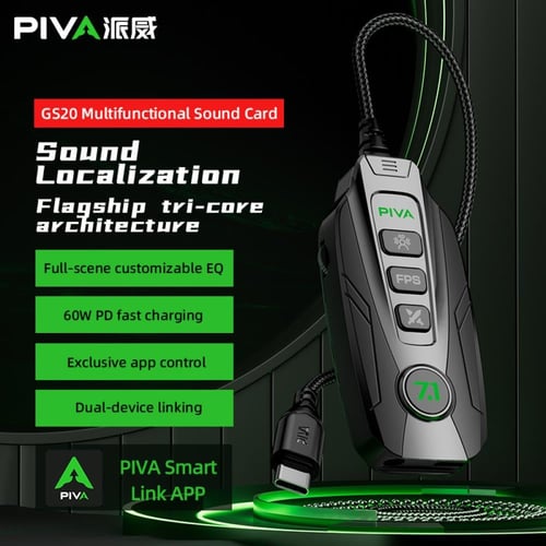 PIVA GS20 | كرت صوت ألعاب 7.1 بمنفذ 3.5mm وشحن سري...