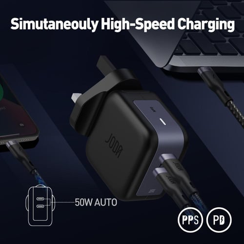 JODA DICE 50W | شاحن جداري من جودا بقوة 50W منفذين...