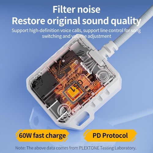 PLEXTONE GS1 | وصلة Type-C مزدوج للشحن والصوت بقدر...