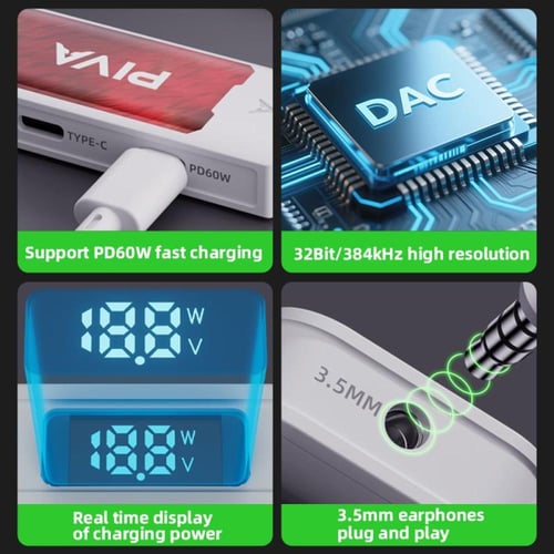 PIVA G41 | وصلة بيفا 4 في 1 Type-C بشحن PD60W وصوت...